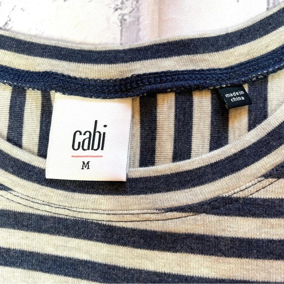 CAbi 3228 Ernest Tunic Top Medium Long Sleeve Comfy Stretch Stripe Asymmetrical - Picture 5 of 9
